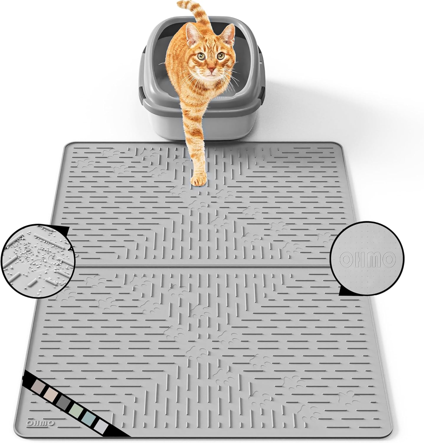 2er-Set Antirutsch Katzentoilettenmatte, Dunkelgrau 2pack 60x40cm