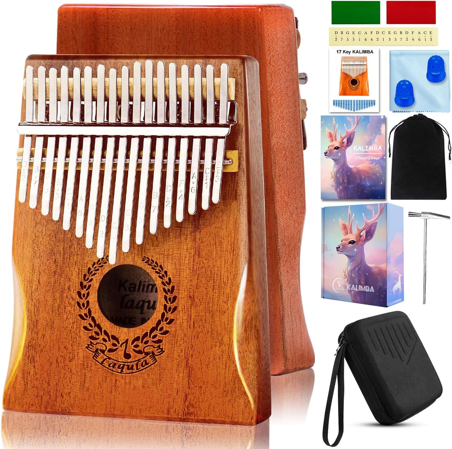 Kalimba Daumenklavier, Mahagoni mit Tragetasche