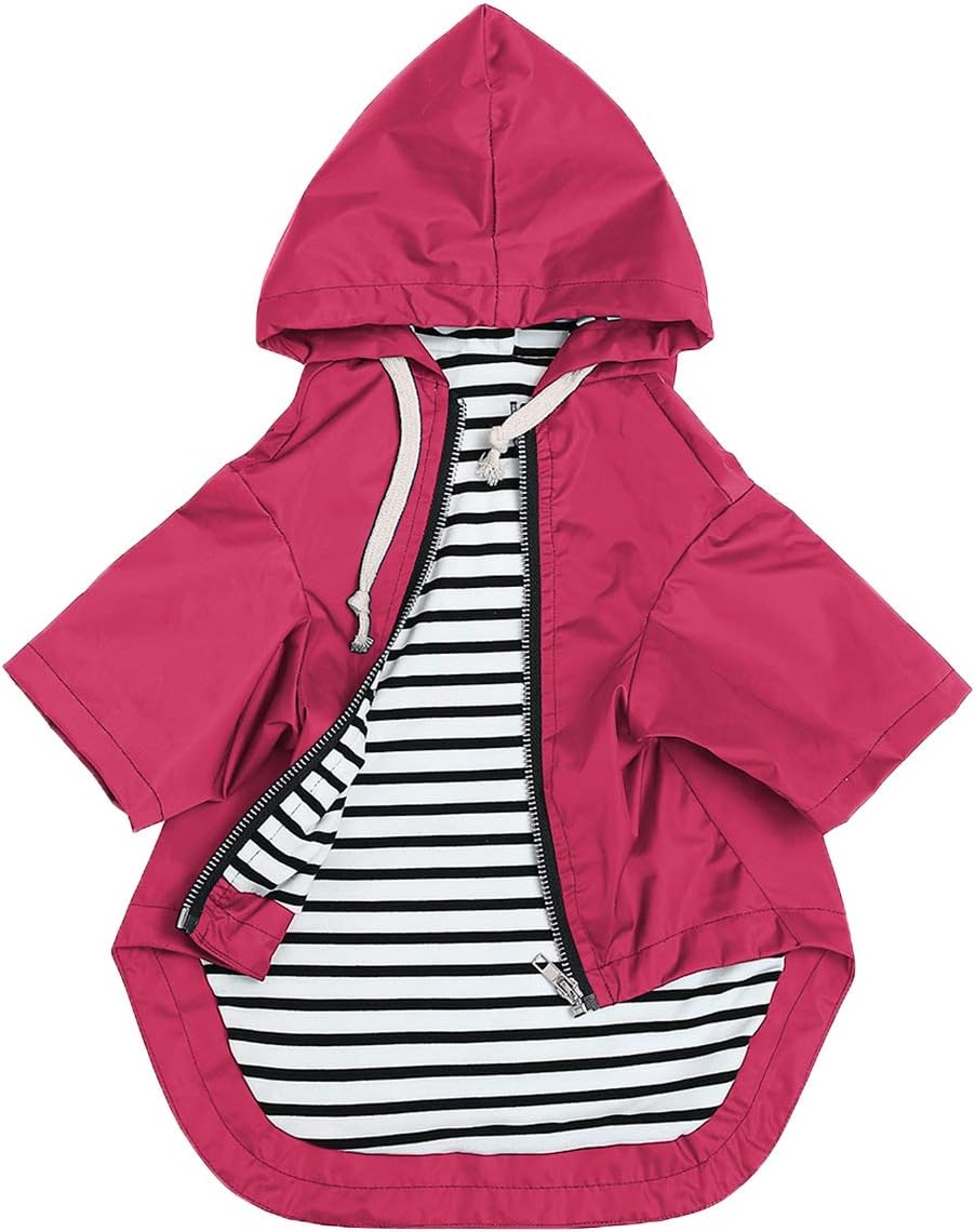 Wasserdichter Hundemantel mit Kapuze und Taschen (XXL), XXL Rosa