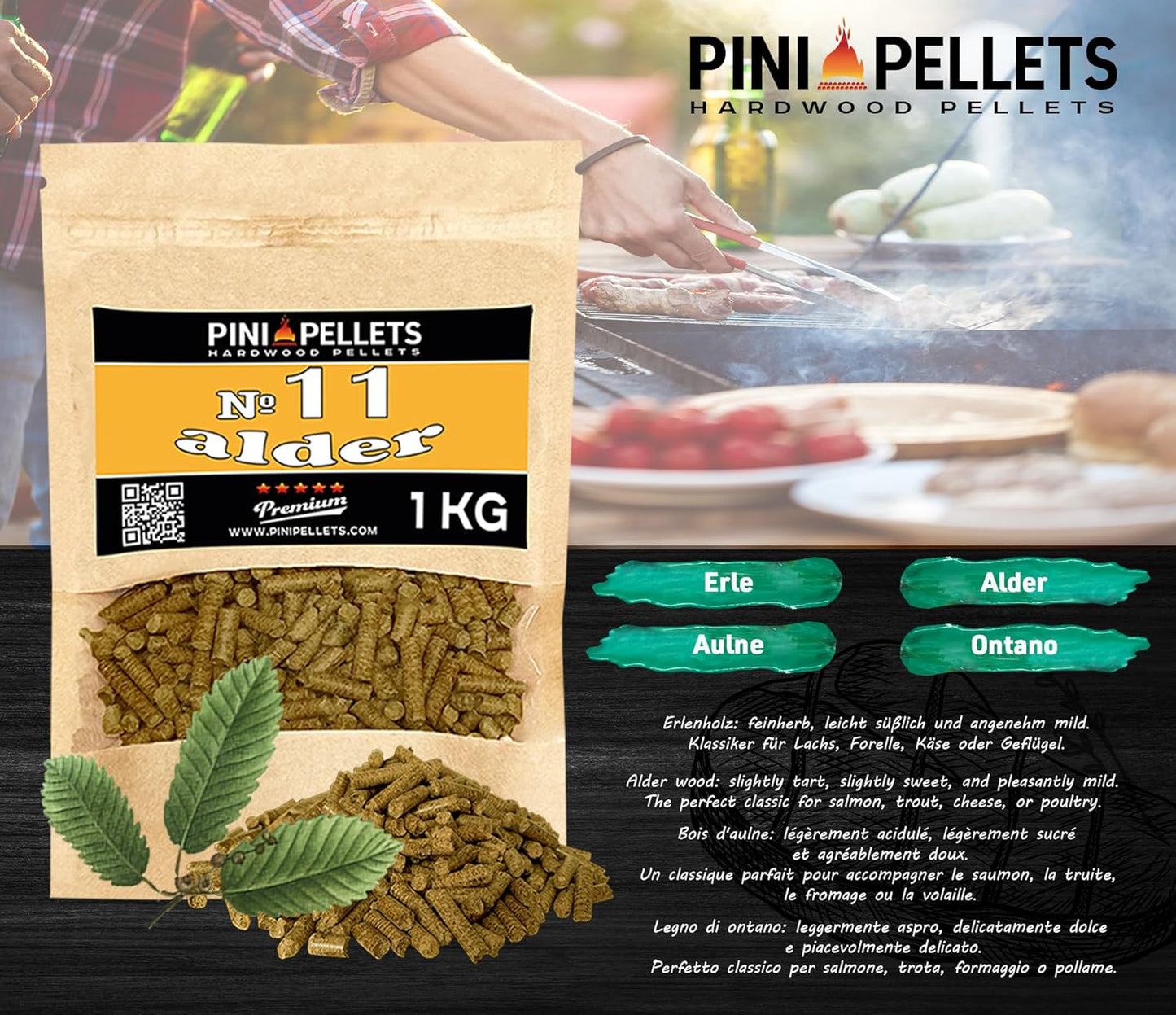 4-teiliges Naturholzpellets Set für Smoker