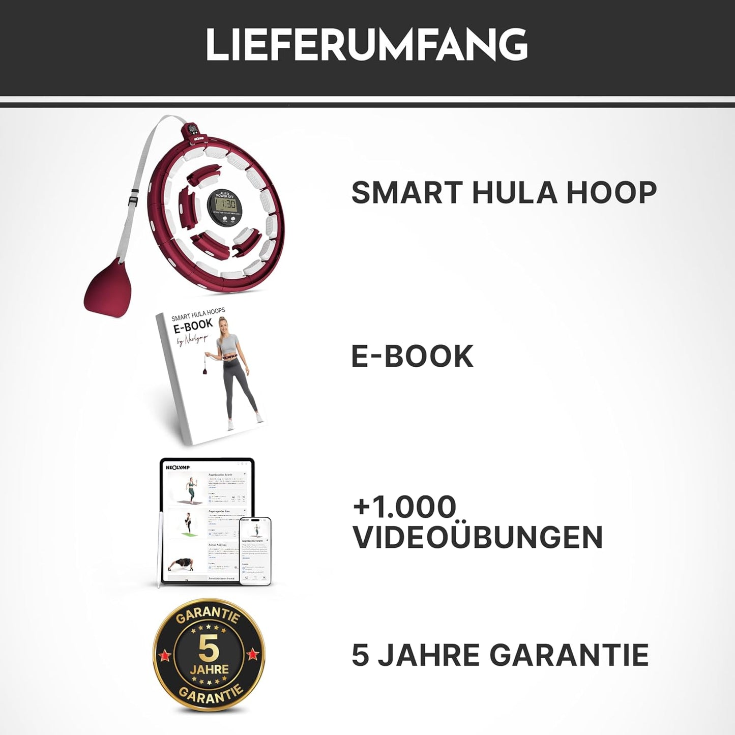 Smart Hula Hoop Reifen mit Tracking-Funktion, Berry