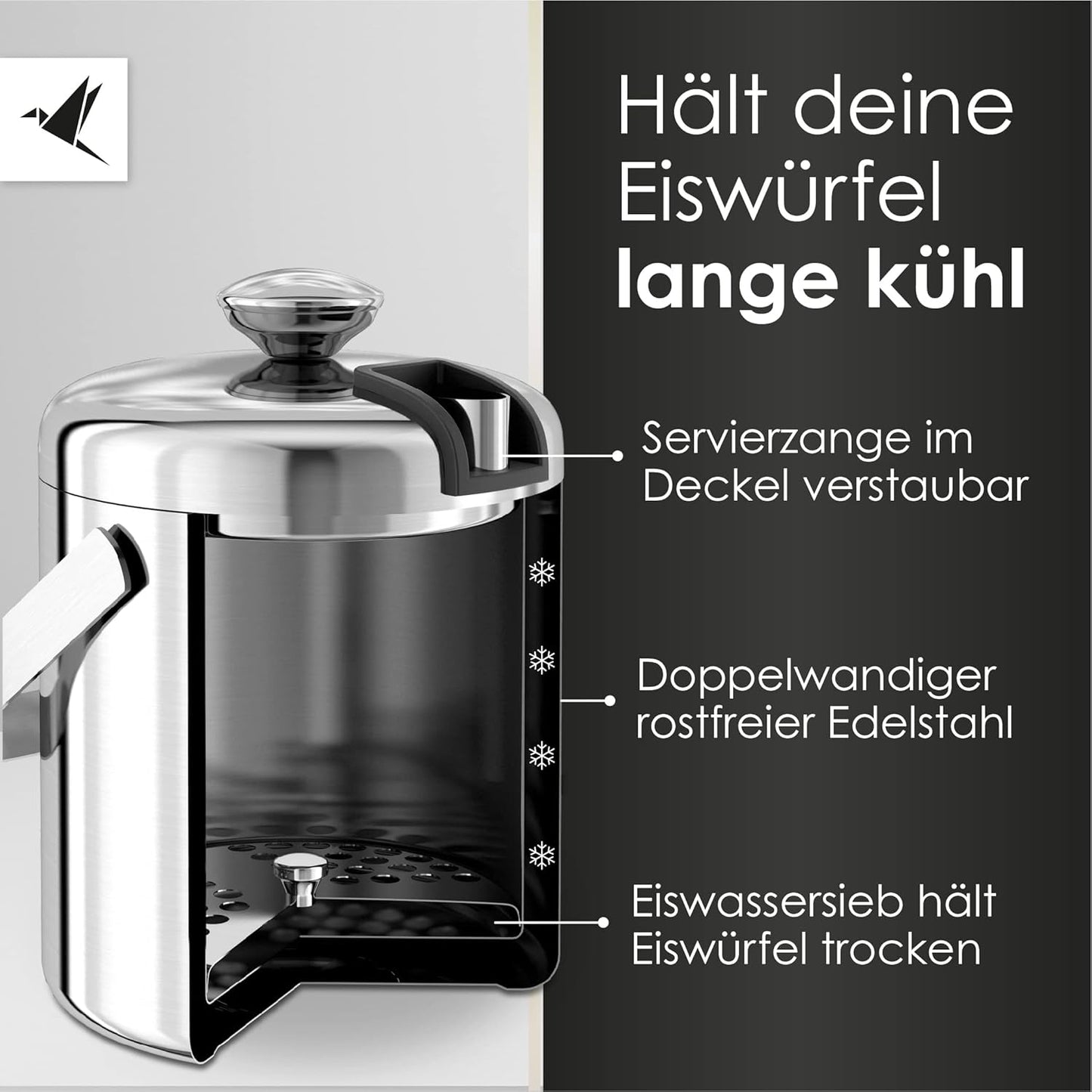 Eiseimer mit Deckel und Zange