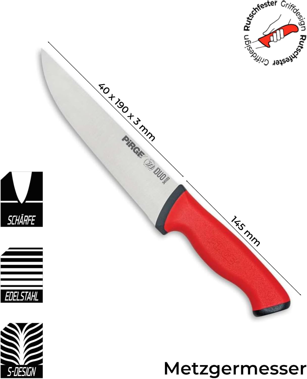 Duo Metzgermesser, 19 cm Rot