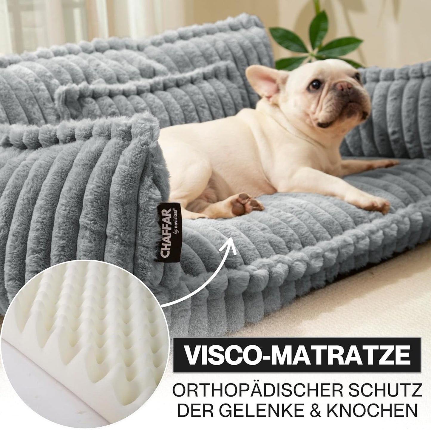 Hunde- und Katzensofa Chaffar, Lichtgrau L (100cm)