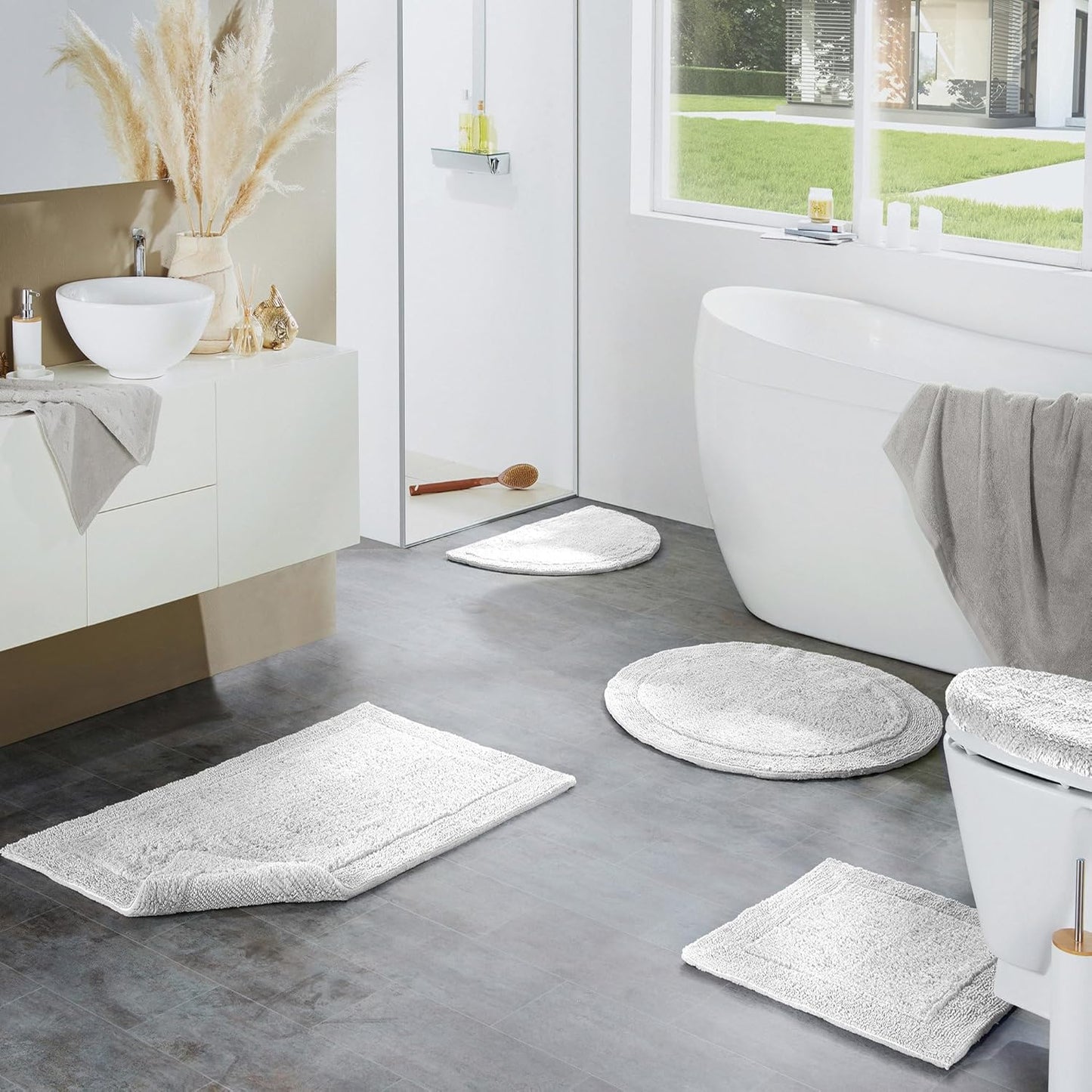 Badematte Stuttgart, Weiss Badteppich - 60x100 cm