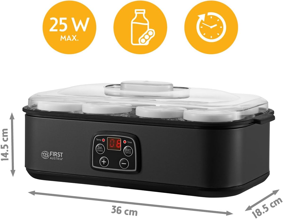 Joghurtbereiter mit 8 Glasbehältern & LCD-Display, Grau