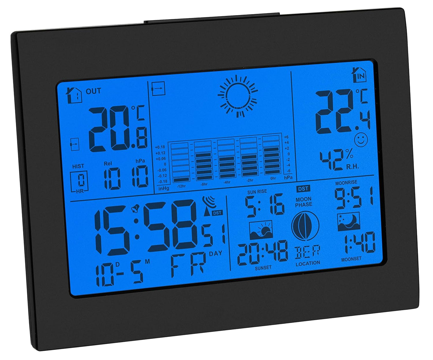 Funk-Wetterstation Horizon 35.1155.01 mit Aussensensor, Bundle mit Batterien
