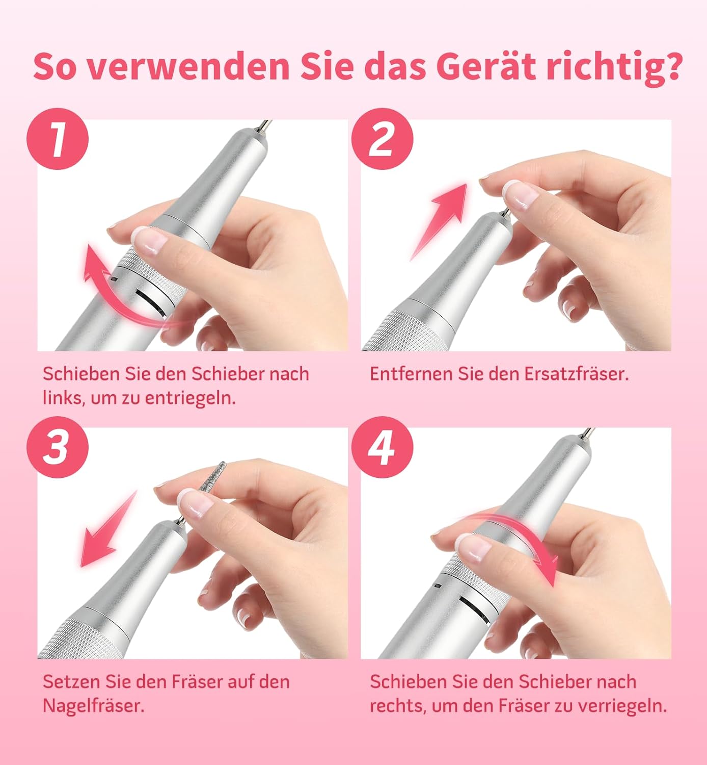 Elektrische Nagelfräse mit LED Display, 45000U/Min
