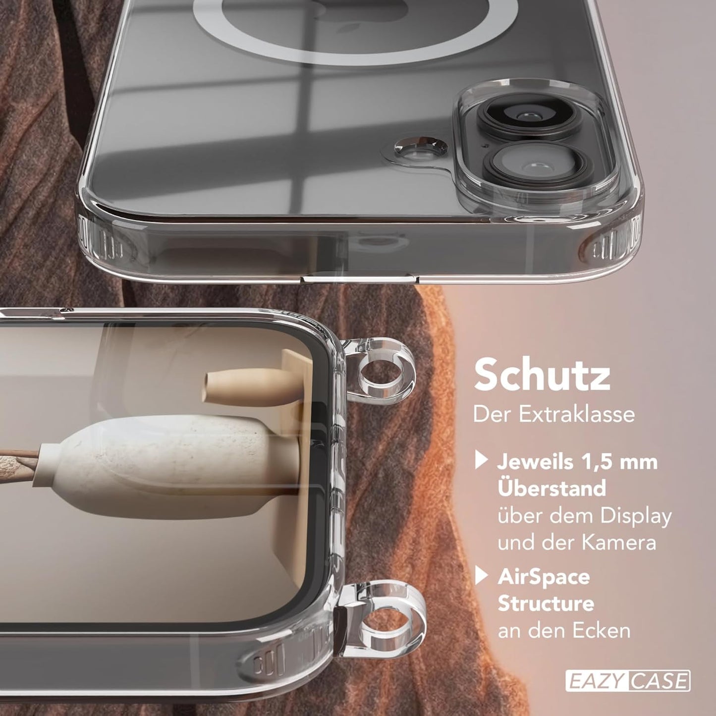 Handykette kompatibel mit iPhone 16 Plus, Schwarz iPhone 16 Plus