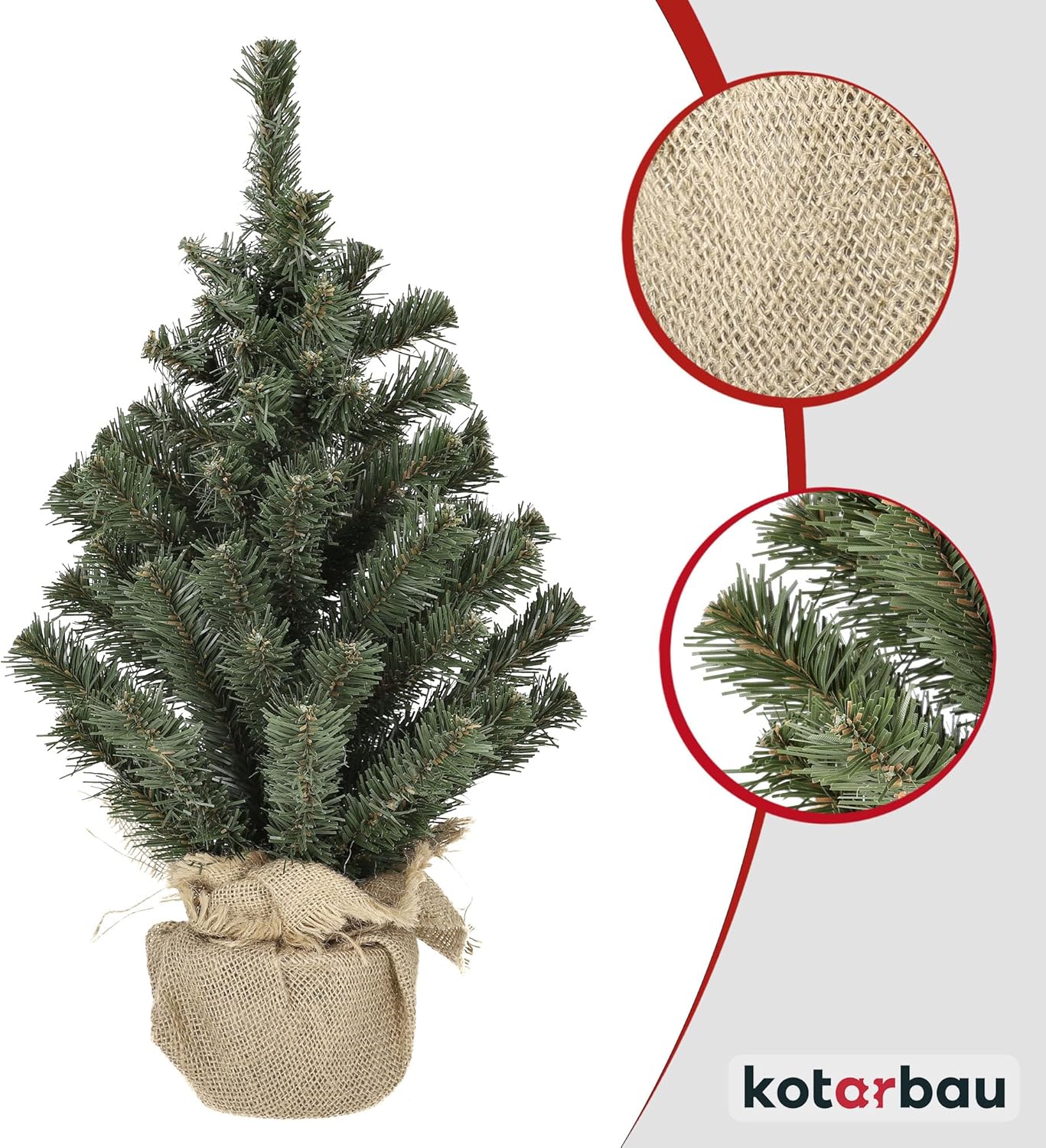 Künstlicher Mini-Weihnachtsbaum mit Juteständer