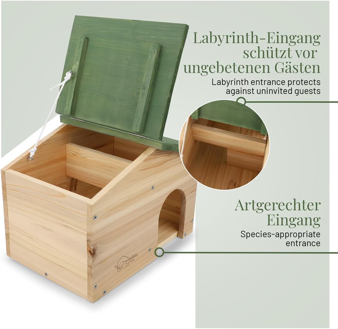 Igelhaus mit wetterfestem Dach, Igelhaus mit Satteldach
