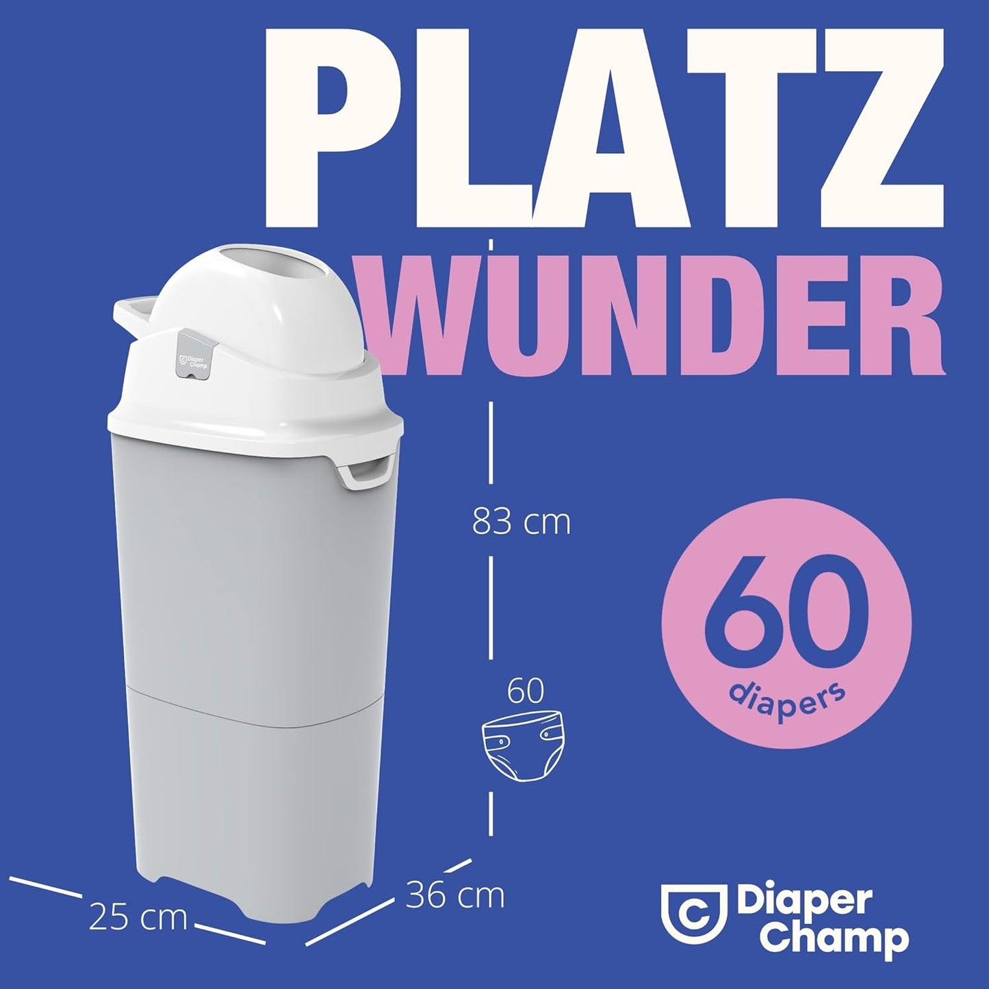 Geruchsdichter Windeleimer One Maxi, silber