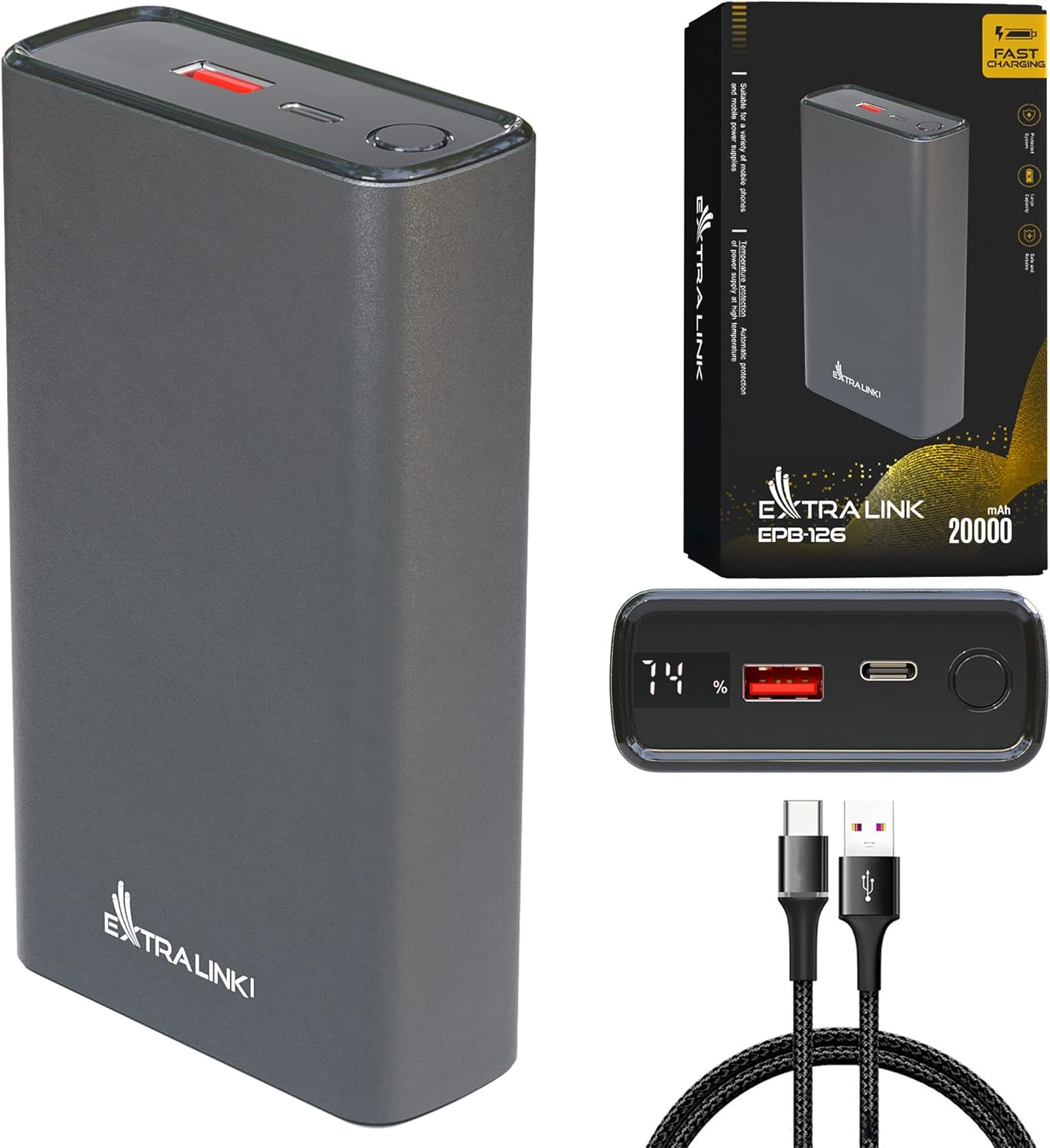 Powerbank mit Schnellladefunktion, 20000mAh/45W/Silber
