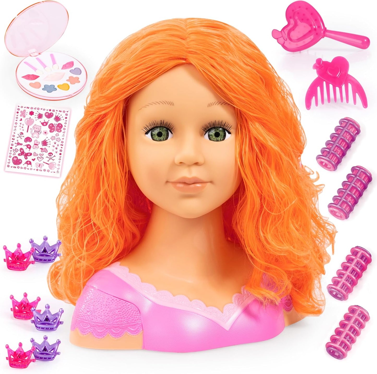 Frisierkopf Charlene Super Model mit Zubehör, Rot Orange