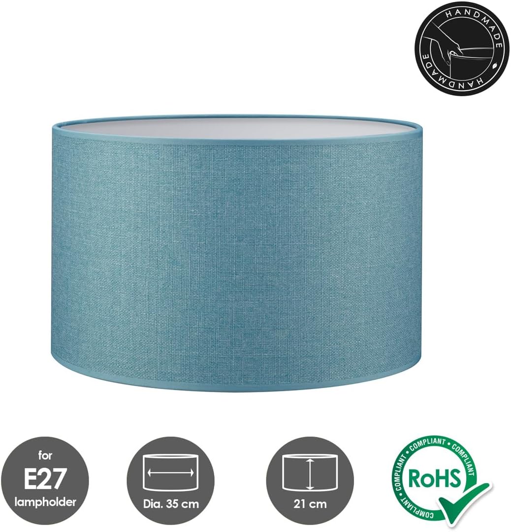 Moderner Zylinder-Lampenschirm für E27-Fassung, Blau 35cm durchmesser 21cm höhe