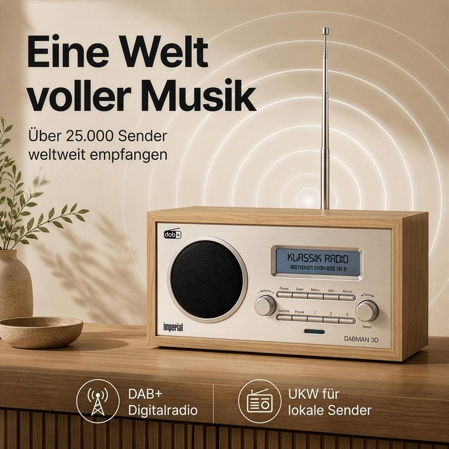 DAB+ Küchenradio mit Aux In, rückseite Braun