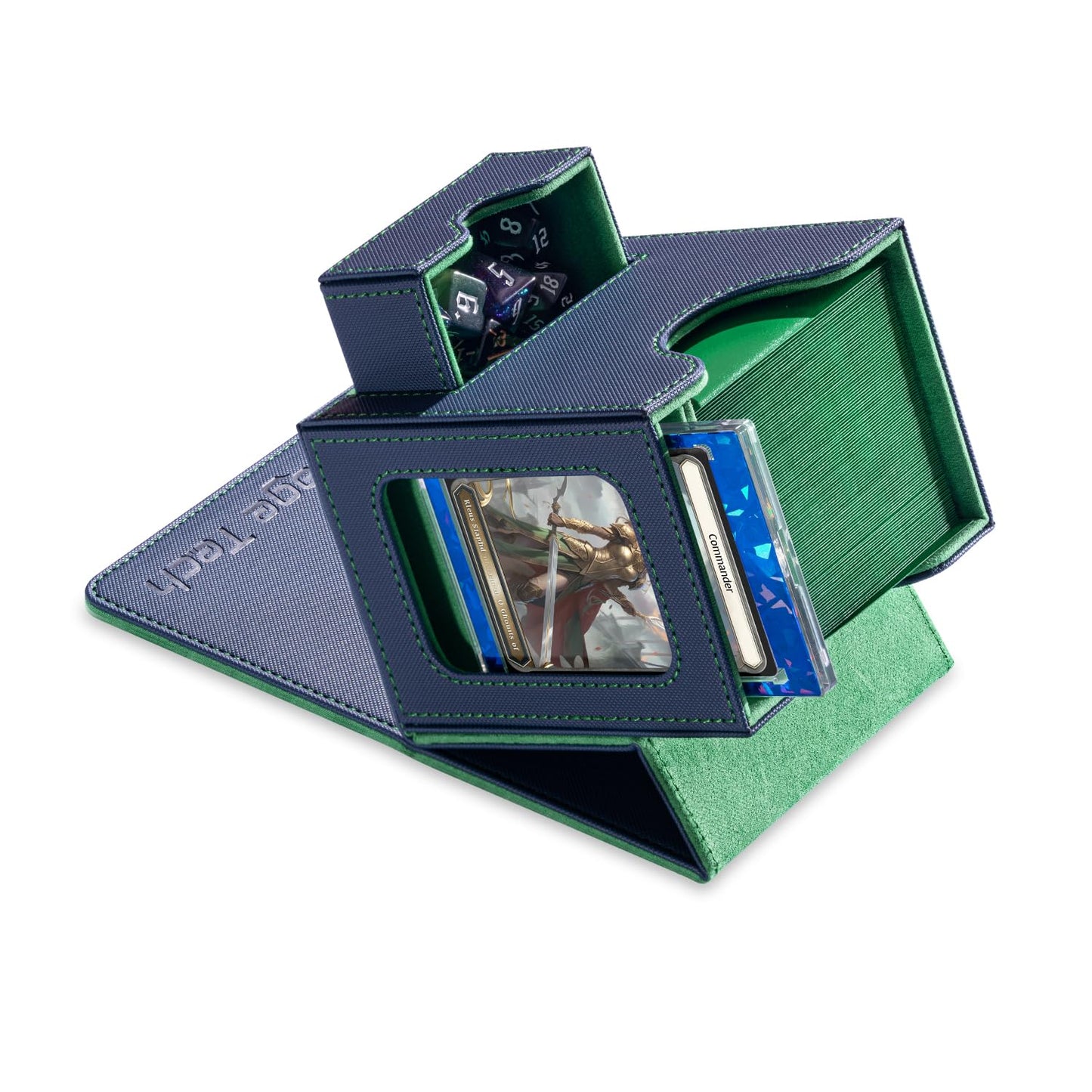 Commander Deck Box mit Würfelablage, 8. Kristall (Blau/Grün)