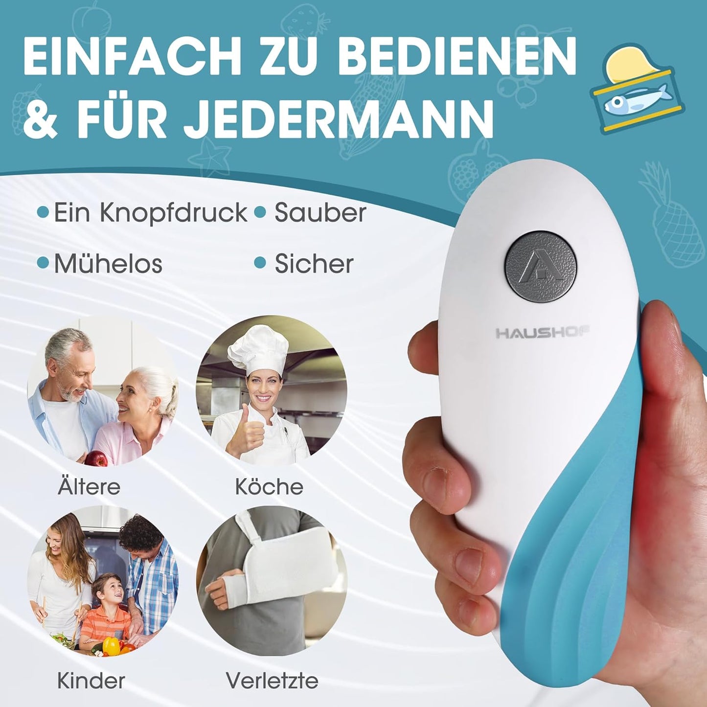 Elektrischer Dosenöffner One Touch, Blau