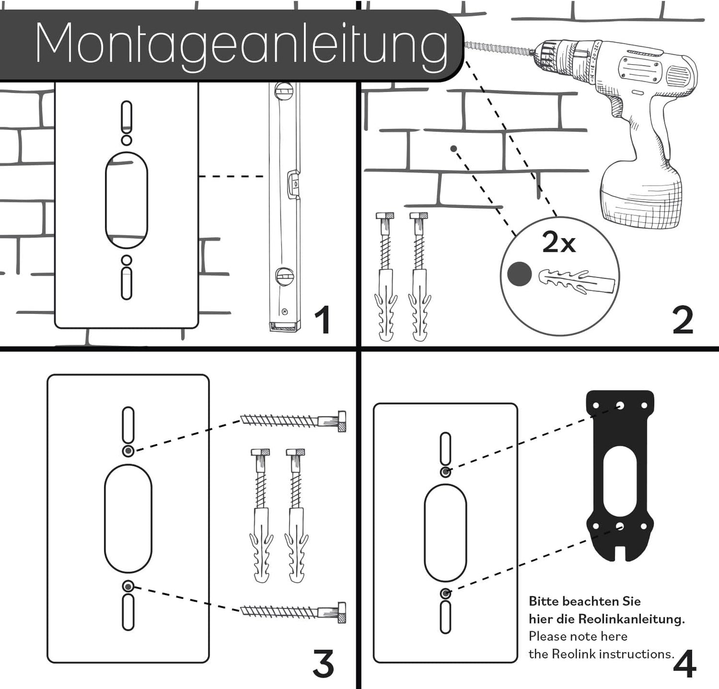 Blende für Akku-Videotürklingel, 90 x 160 mm / Edelstahl