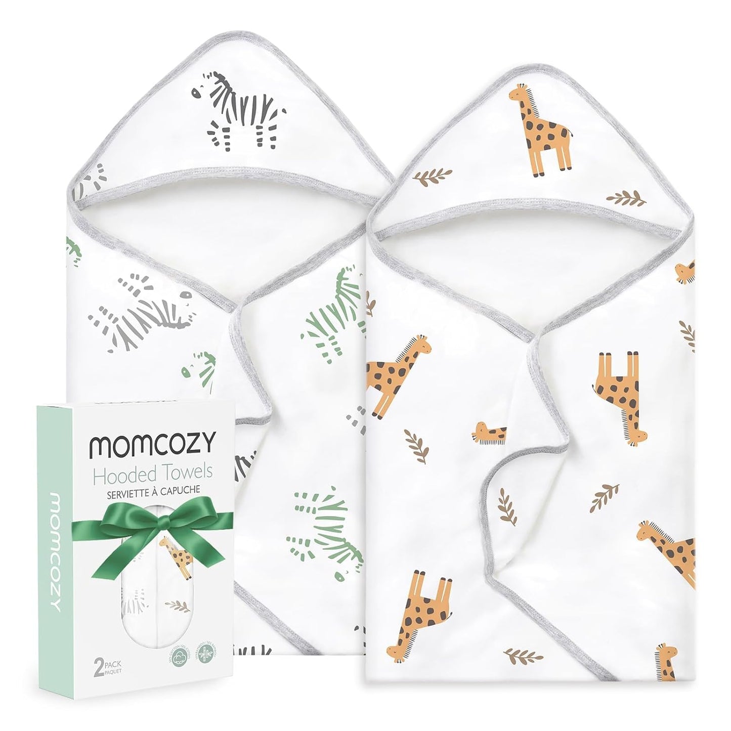 Kapuzen-Babybadetuch-Set, Weiß