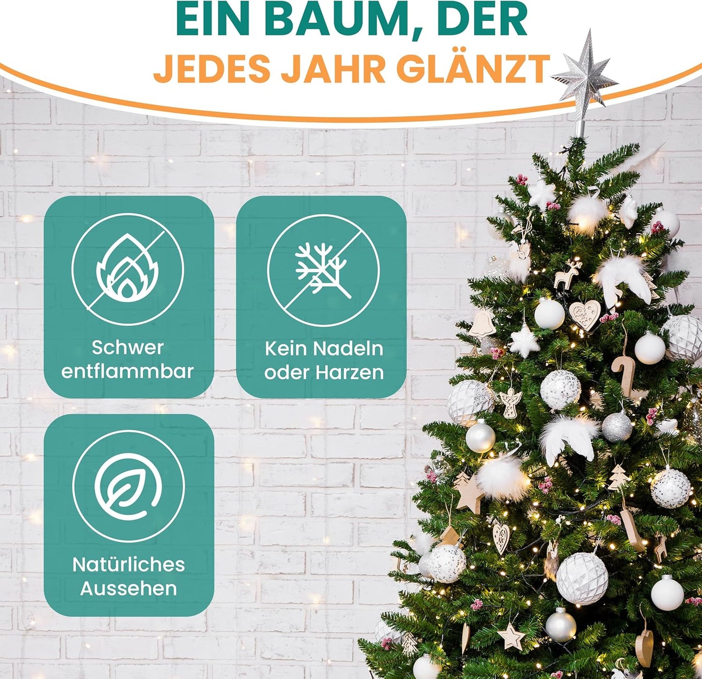 Künstlicher Weihnachtsbaum Fichte, 150 cm, Ohne Led