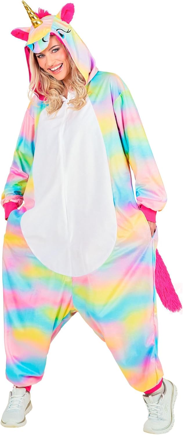 Einhorn-Jumpsuit mit Kapuze, Einhorn Regenbogen L-XL
