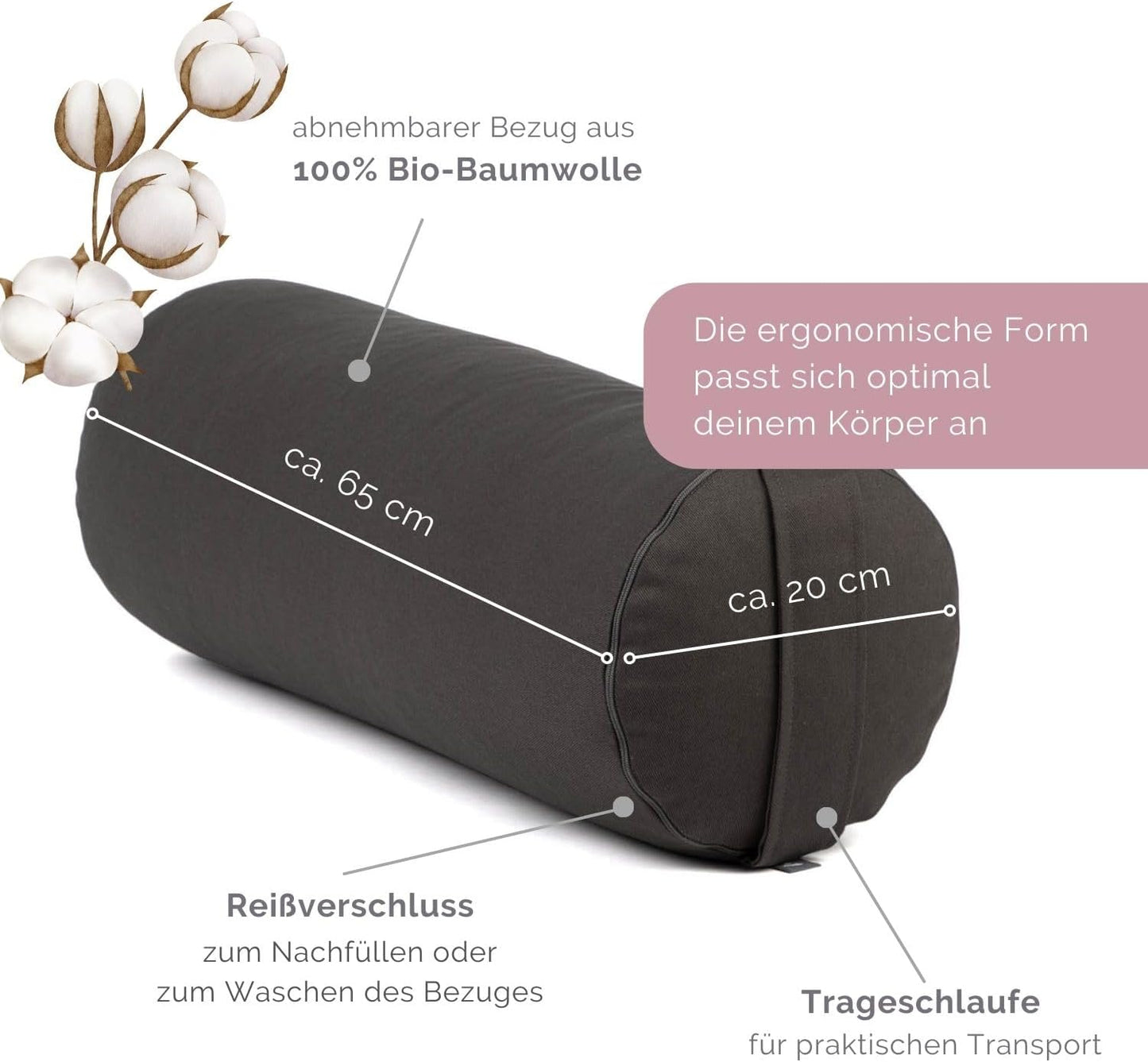 Yoga-Bolster, anthrazit