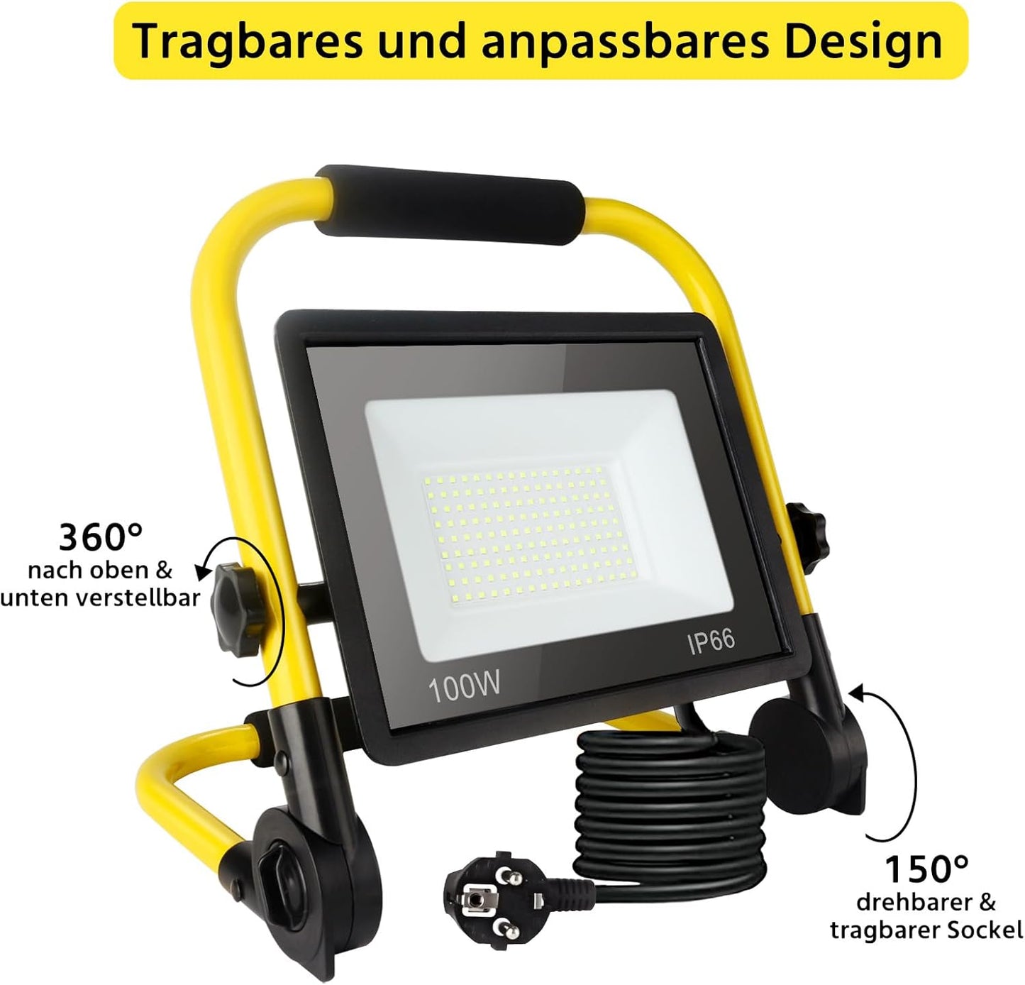 Tragbarer LED-Baustrahler, 100W