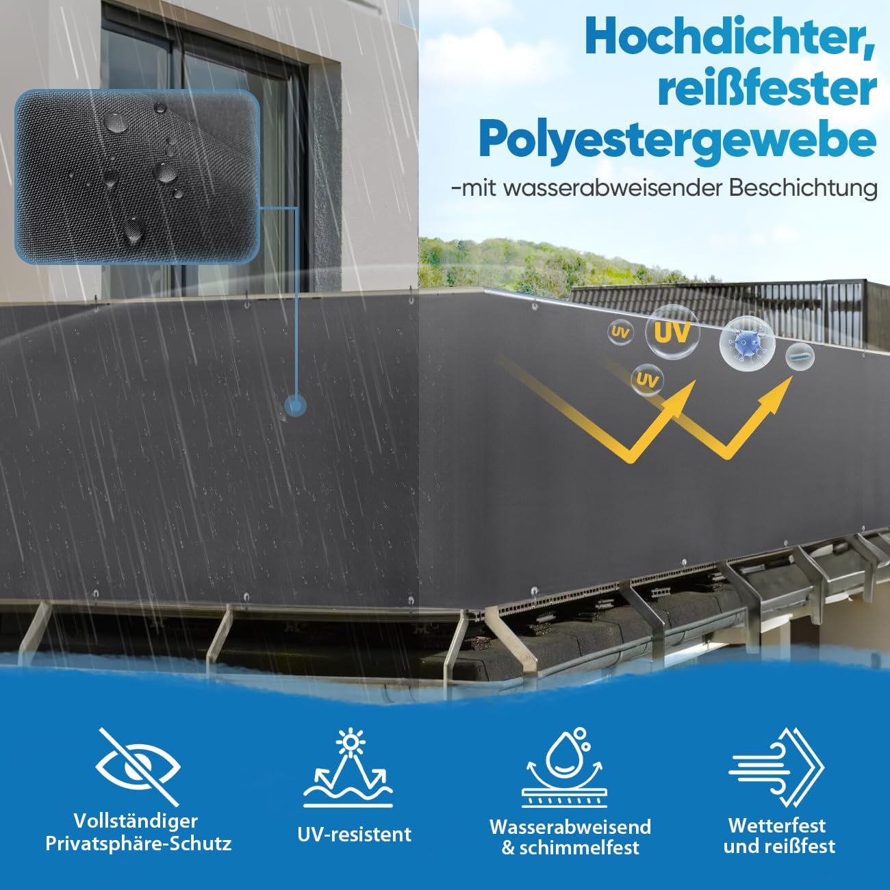 Balkon Sichtschutzverkleidung, 0.9×3m Anthrazit