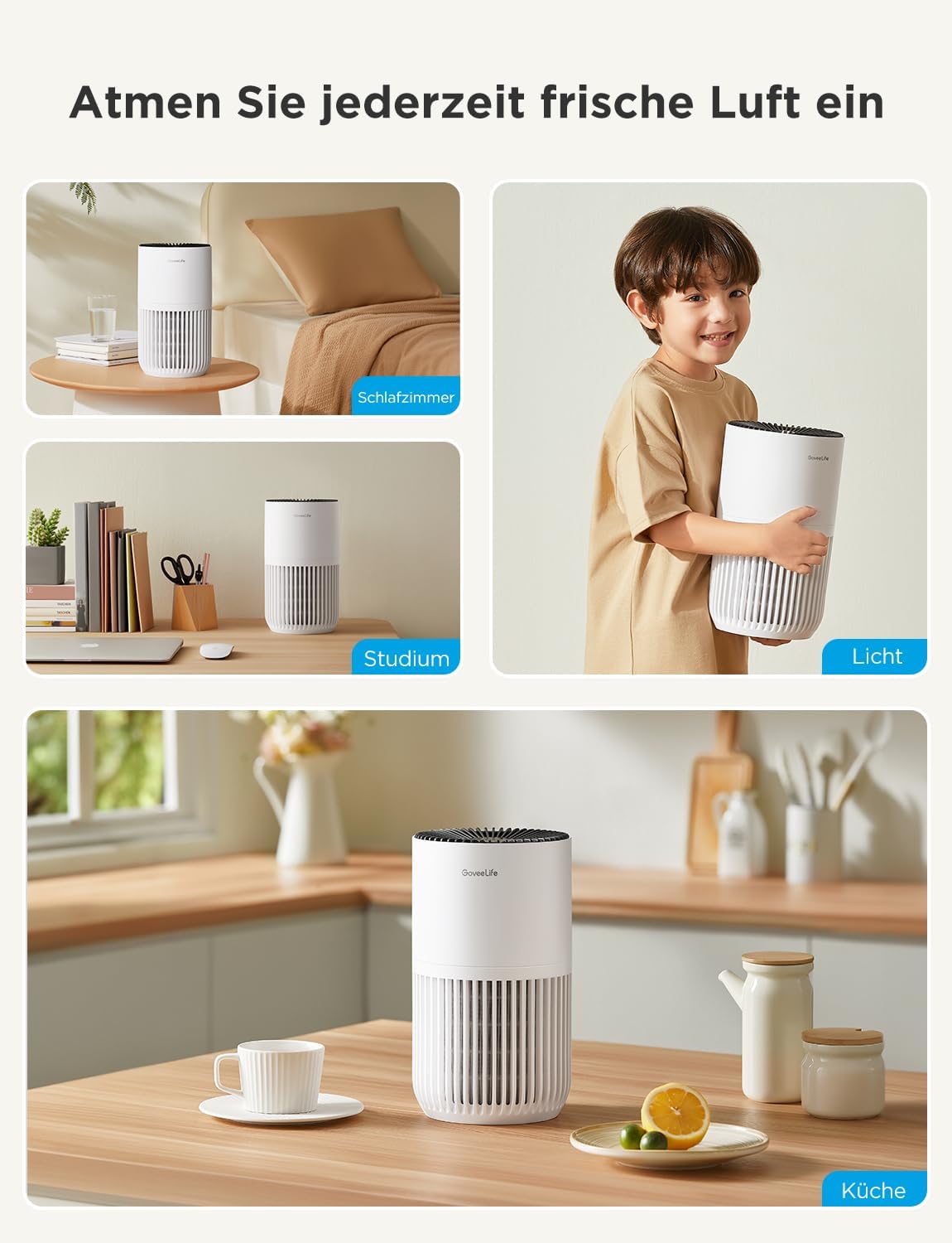 Mini-Luftreiniger H7127 mit HEPA Smart Filter & App-Steuerung