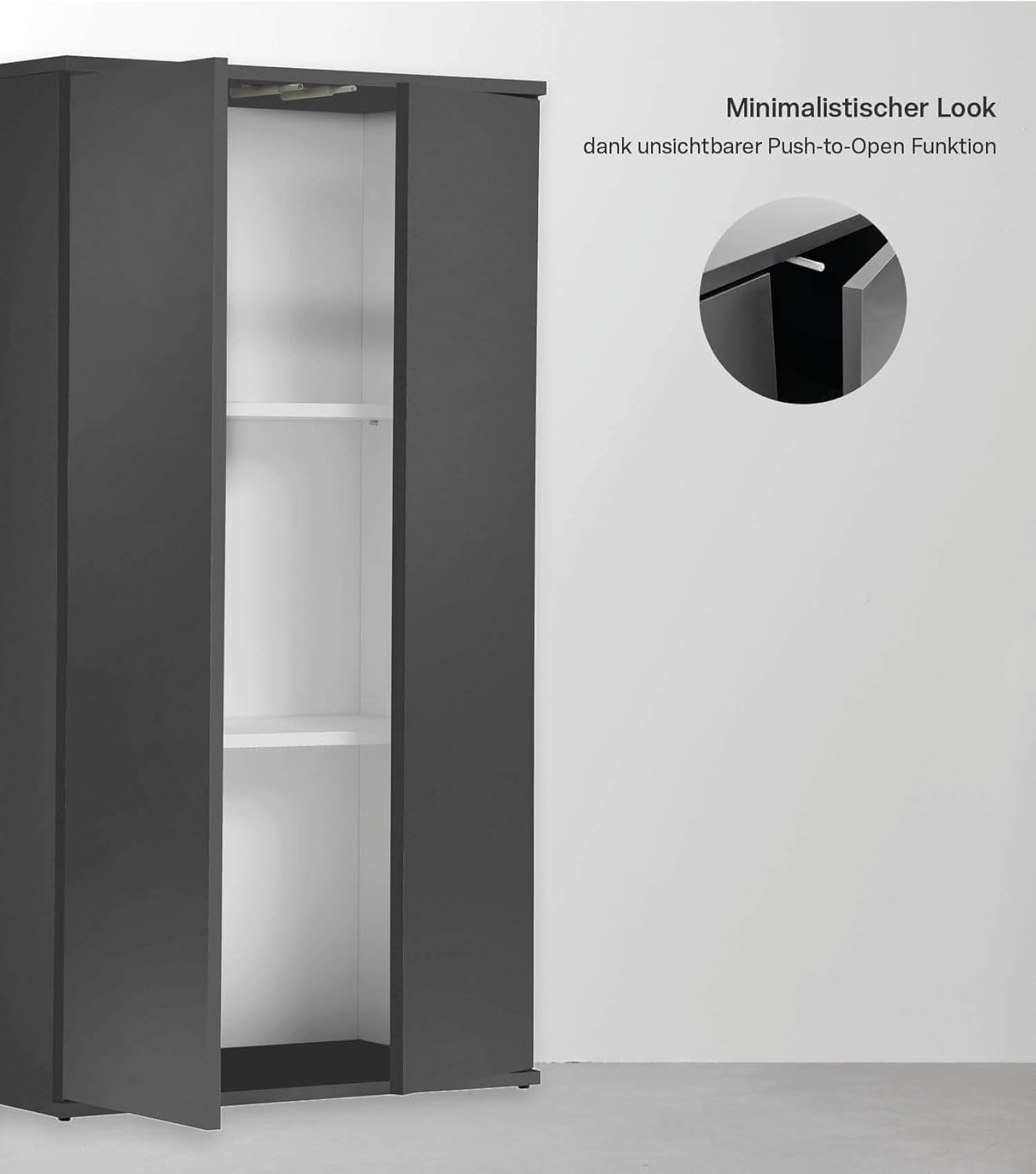 Mehrzweckschrank Serie: Der Schlanke, Höhe 110CM Anthrazit-schwarz