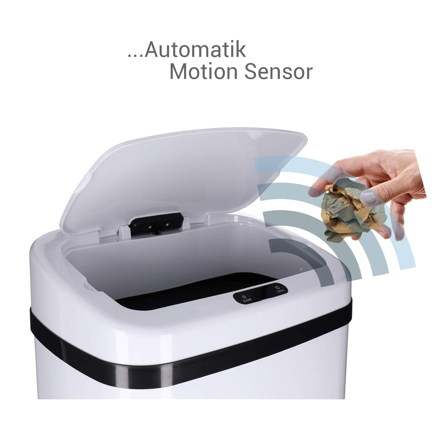 Automatischer Sensor-Mülleimer, 40 Liter|Weiss - Rechteckig