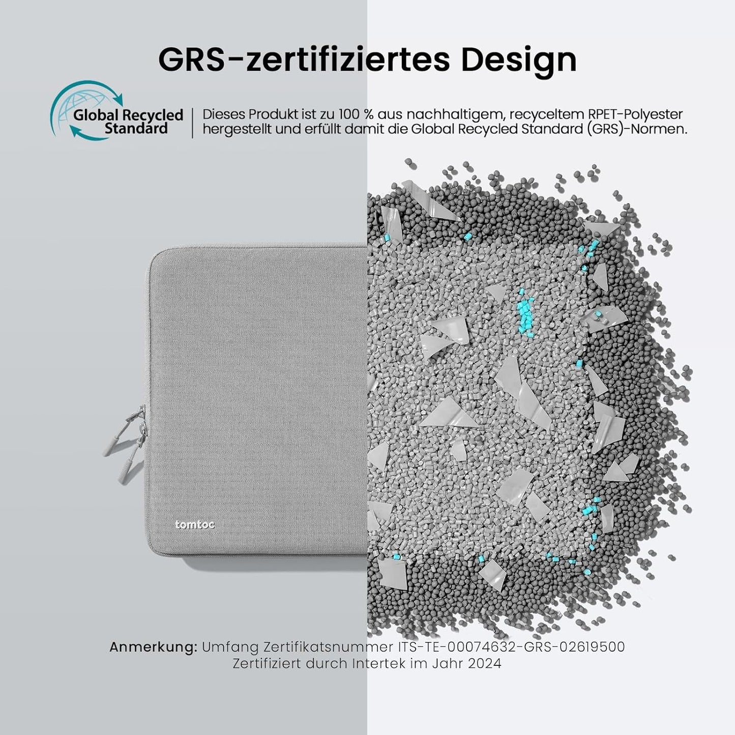 Wasserdichte Laptop-Schutzhülle, 13,5-14,4 Zoll Grau