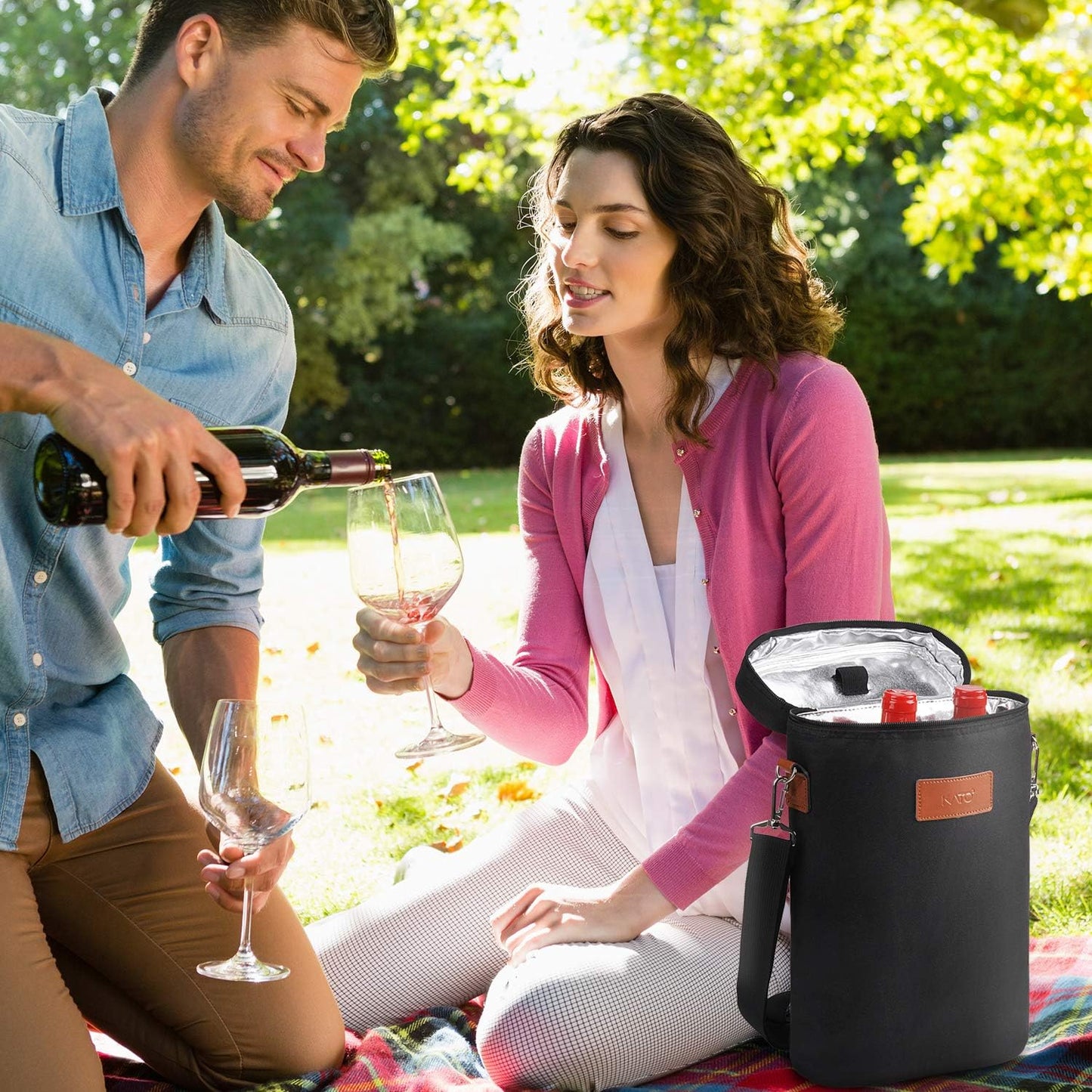 Kühltasche für 2 Flasche, Kühltasche 2 Flaschen - Schwarz