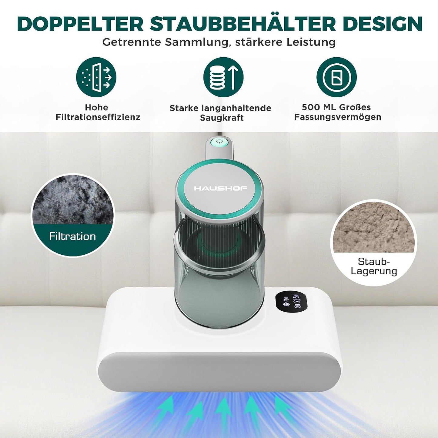 HH24146 Milbensauger mit UV-Licht & Heissluft 60℃
