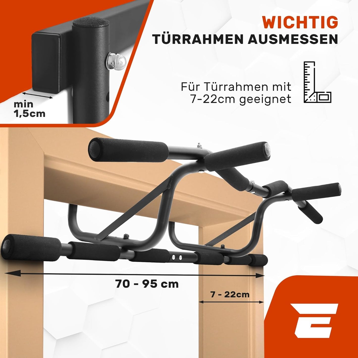 Klimmzugstange für Türrahmen, schwarz Klimmzugstange - Einhängen