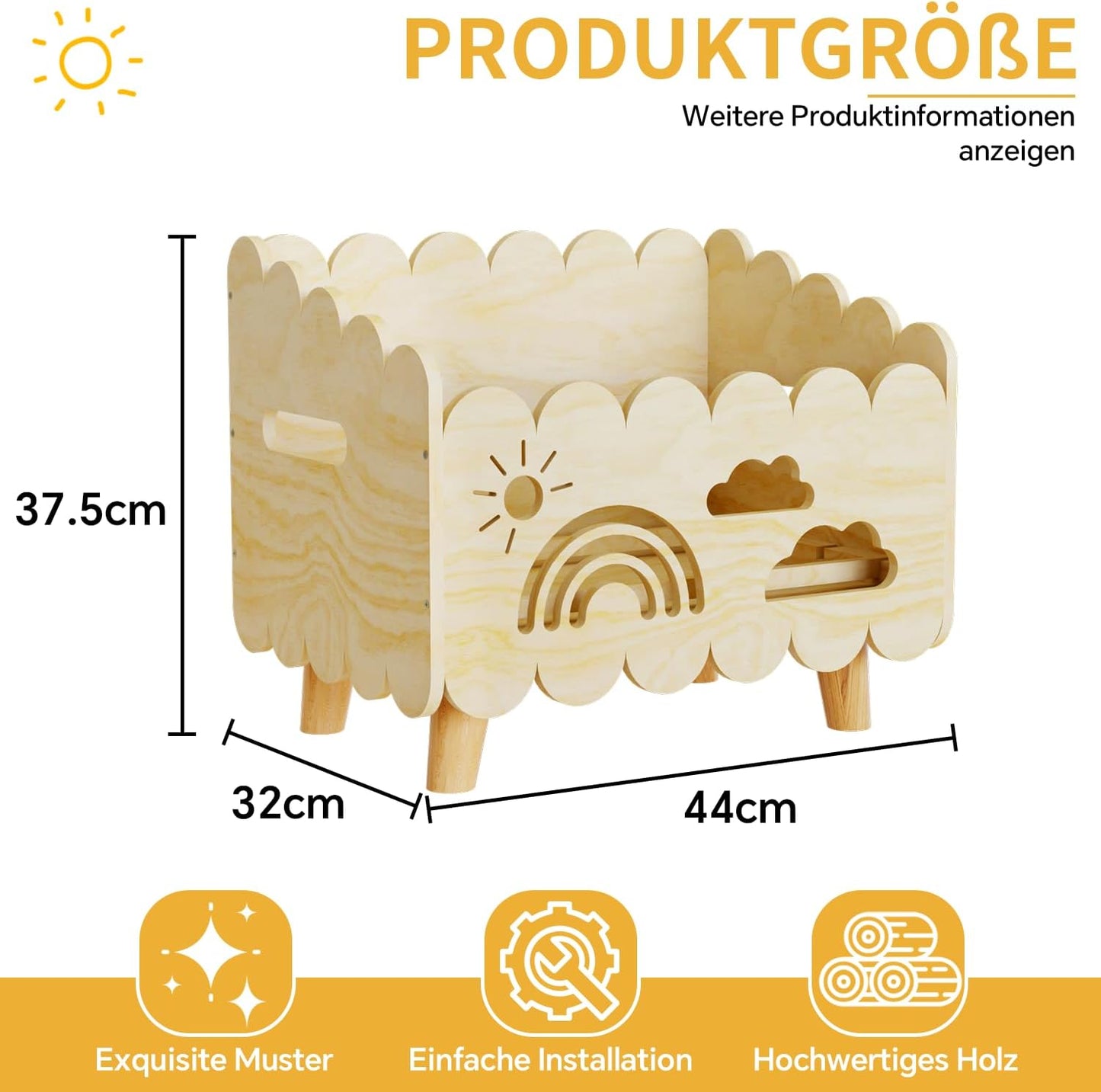 Bücherregal für Kinder, Original Holz - Standard (Stationär)