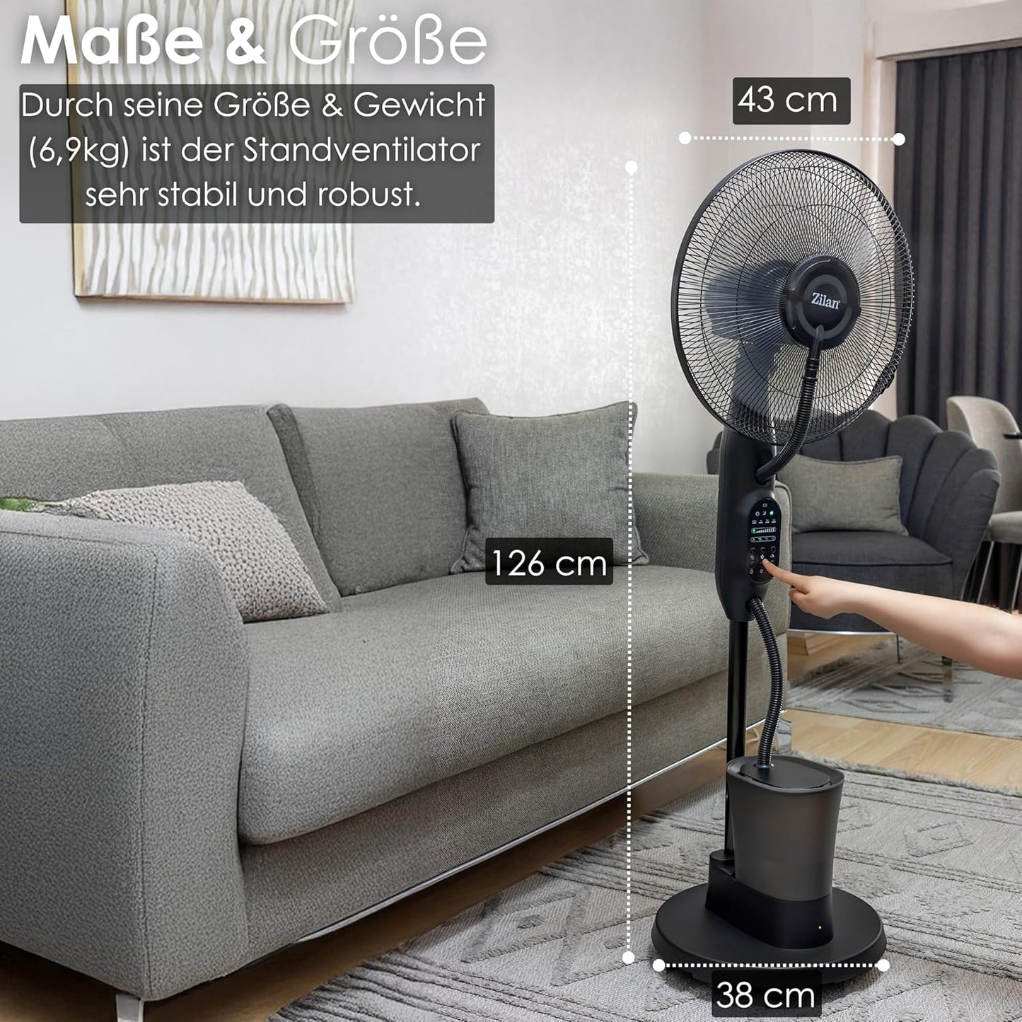 3-in-1 Standventilator mit Wasserkühlung