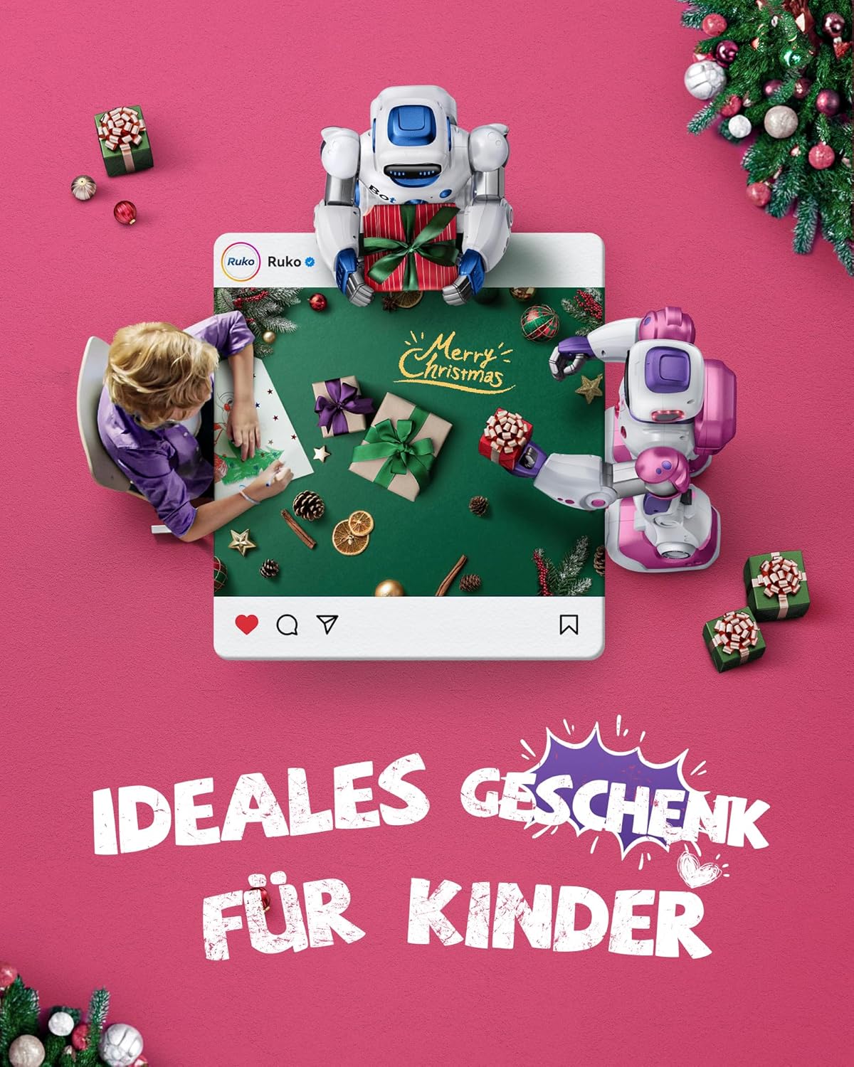Intelligenter programmierbarer RC-Roboter für Kinder, Pink + Lila
