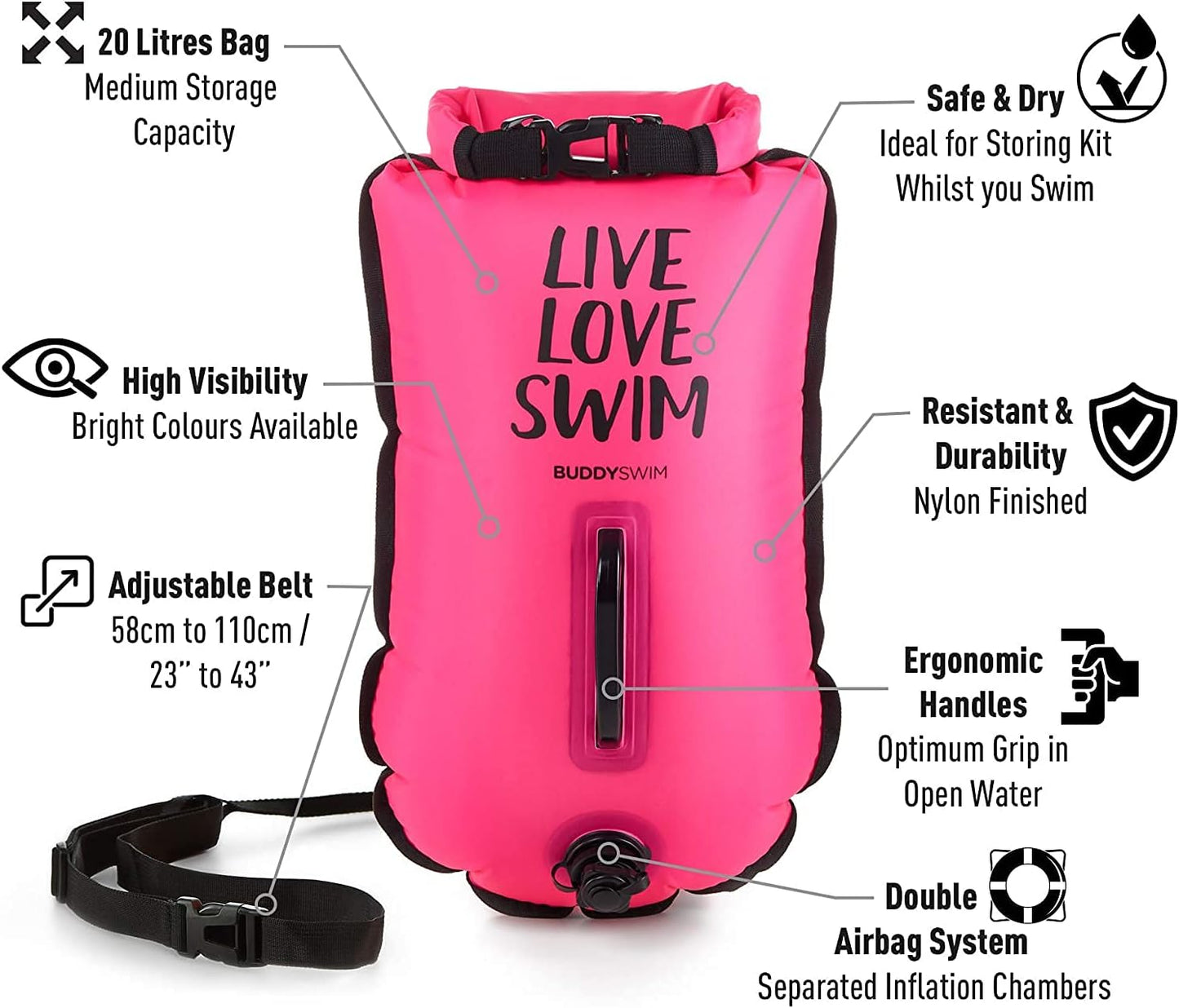 Schwimmboje mit Badekappe, Rosa
