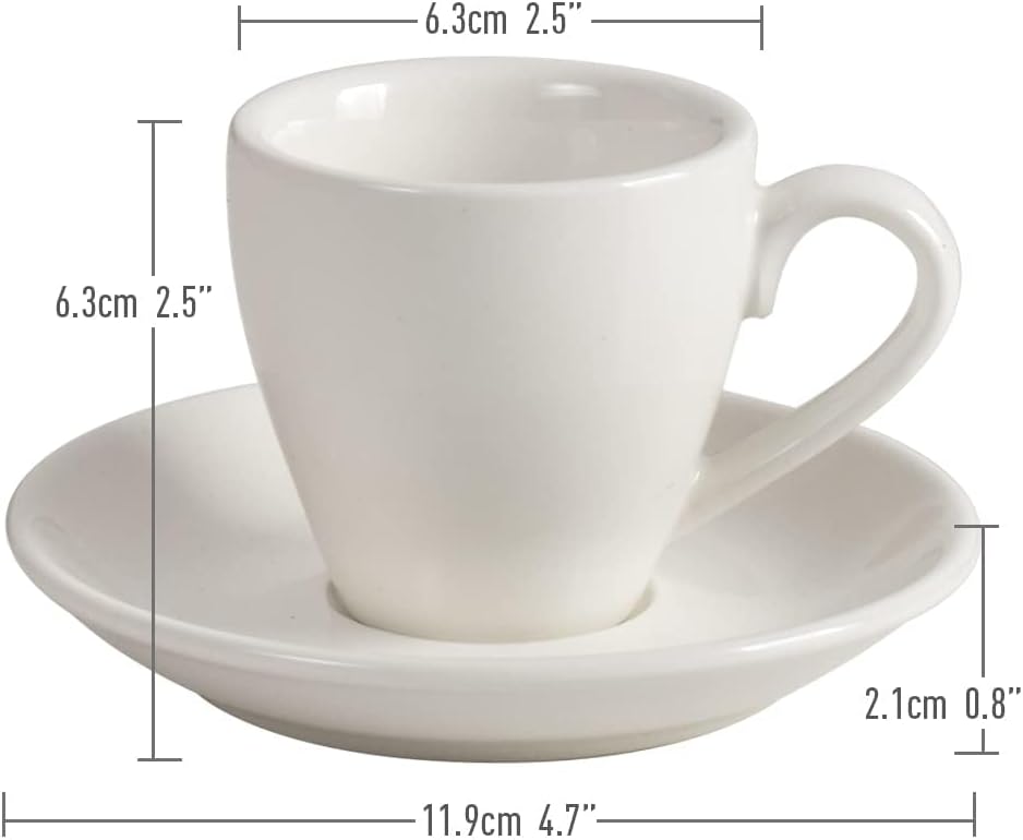 Espressotassen-Set mit Untertassen, Weiss