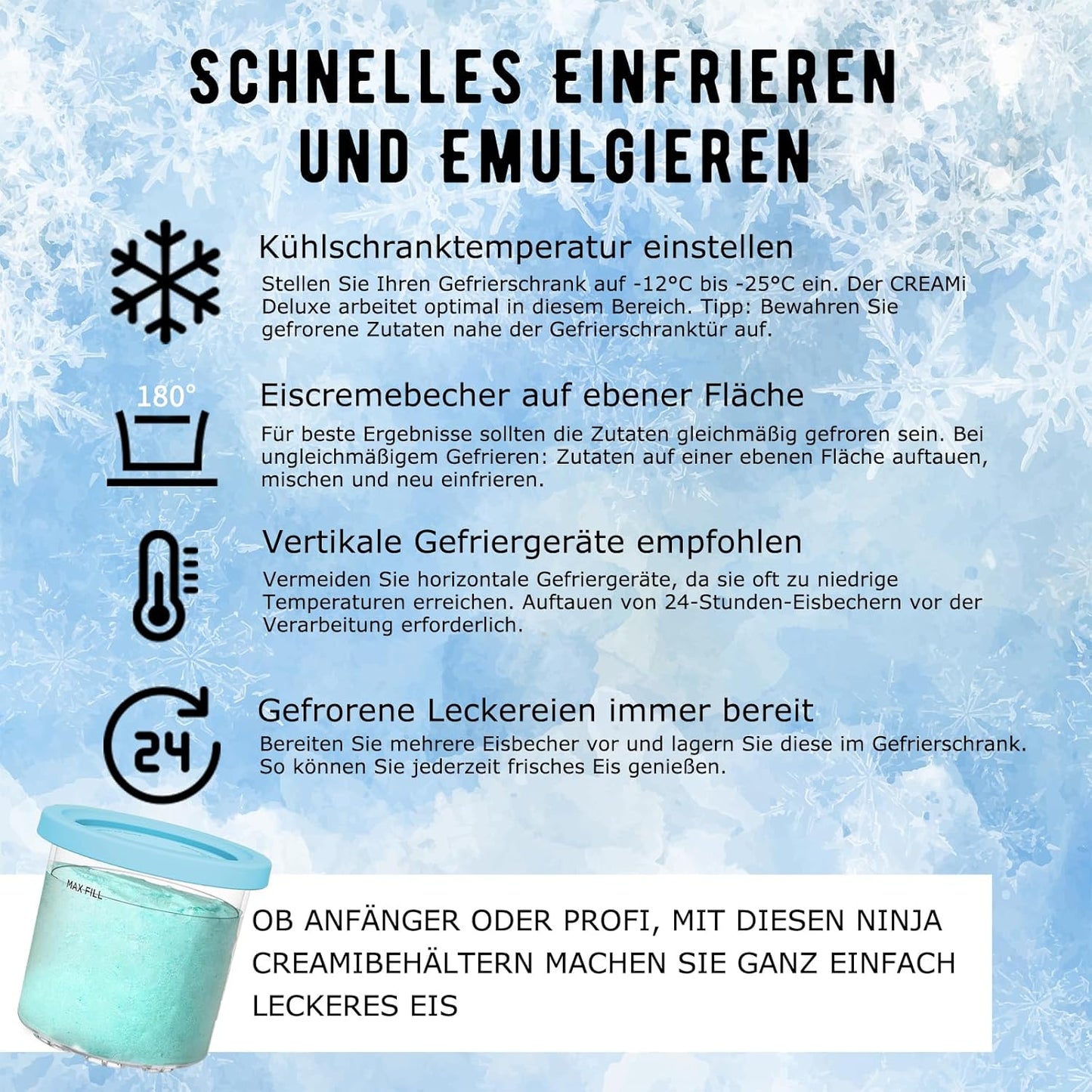 4-teiliges Eisbehälter-Set für Ninja Creami NC300EU & NC301EU