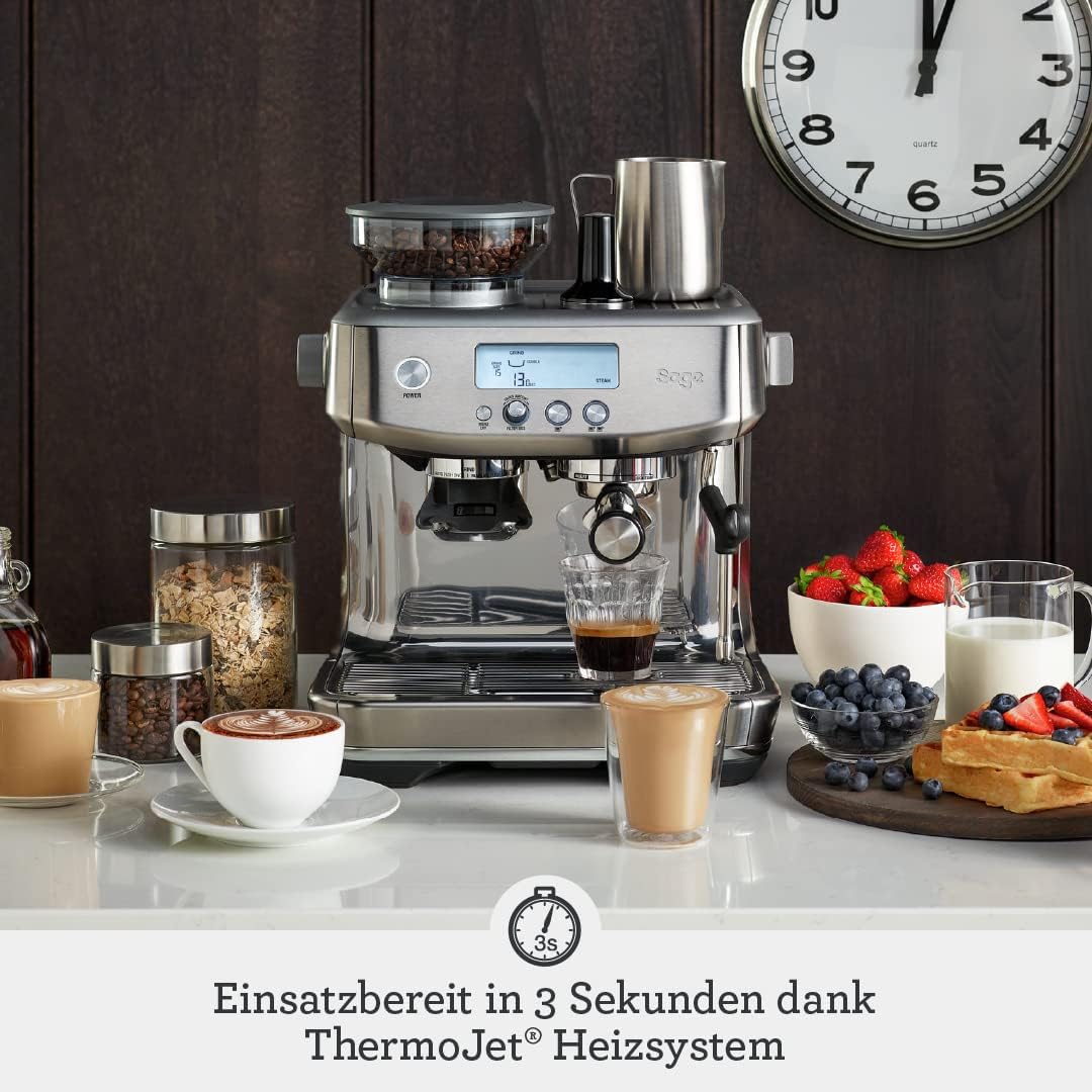 Barista Pro Siebträgermaschine mit Milchaufschäumer, Gebürsteter Edelstahl
