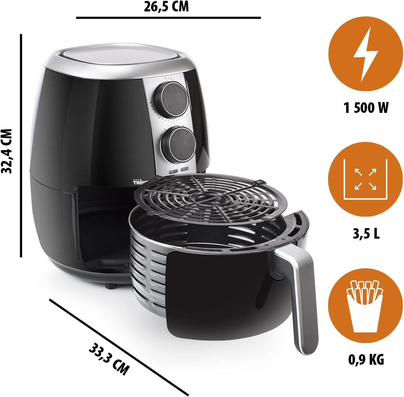 Heissluftfritteuse, 3,5 l 3,5 L ohne Zubehör