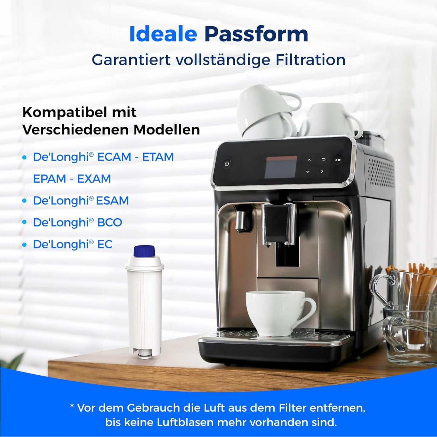 8er-Set Filterkartuschen für De'Longhi Kaffeemaschinen, Basic 8 Stück (1er Pack)