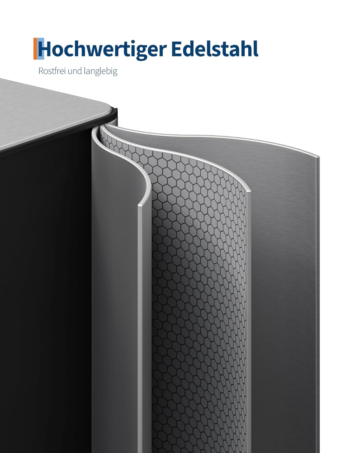 Mülltrennsystem mit 3 Fächern, Edelstahlfarben