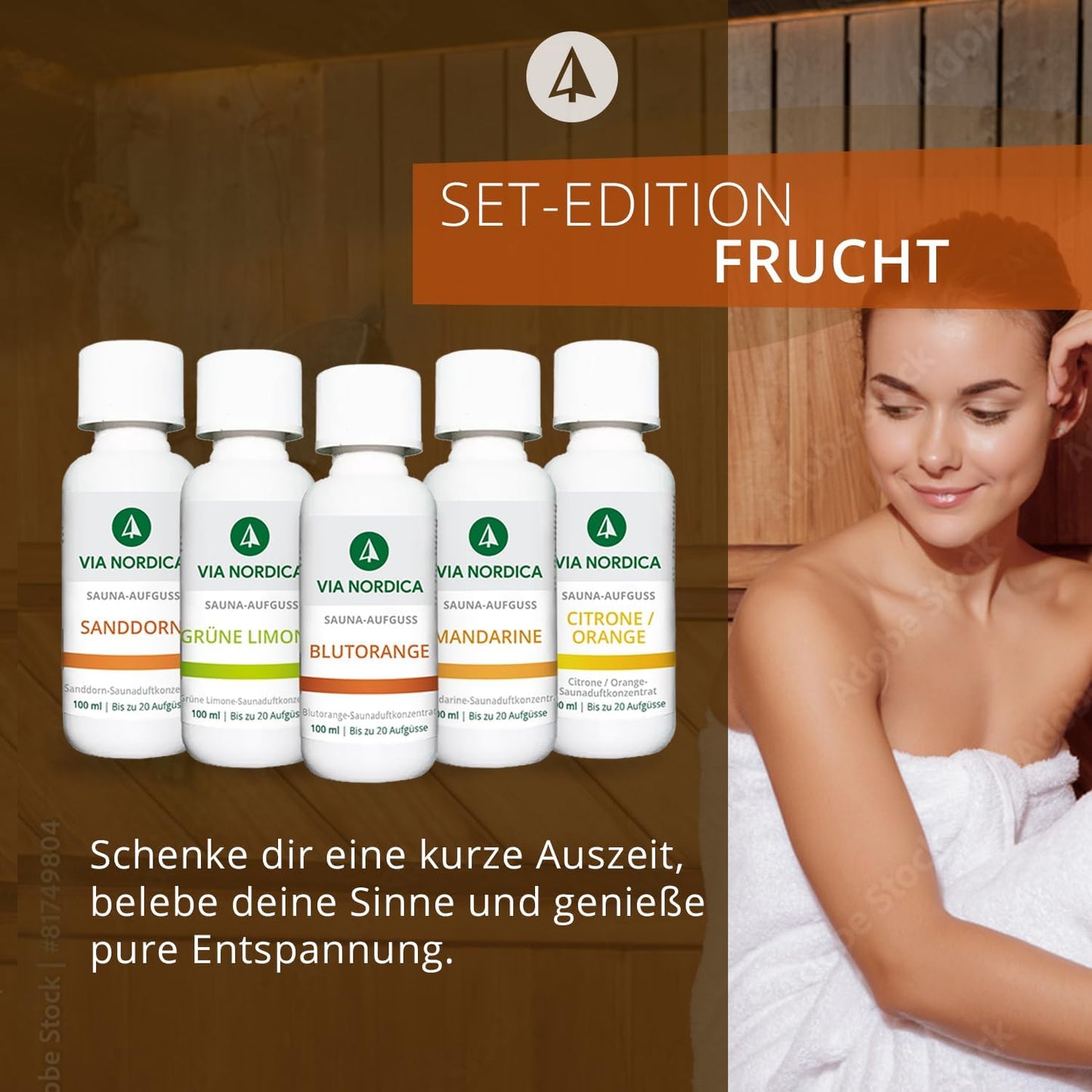 5-teiliges Saunaaufguss Set Früchte, Set Frucht