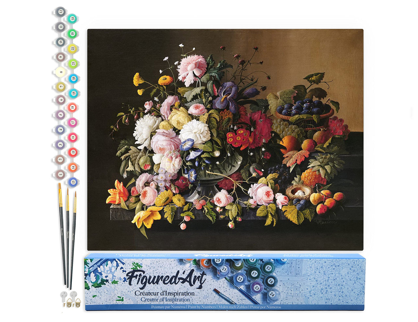 Malen nach Zahlen Set Blumen und Obst, Blumen und Obst - Severin Roesen 40x50cm (Ohne Rahmen)