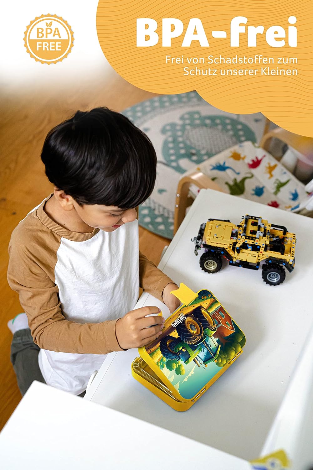 Brotdose Kinder mit Fächern - Bento Lunchbox Traktor, Traktor