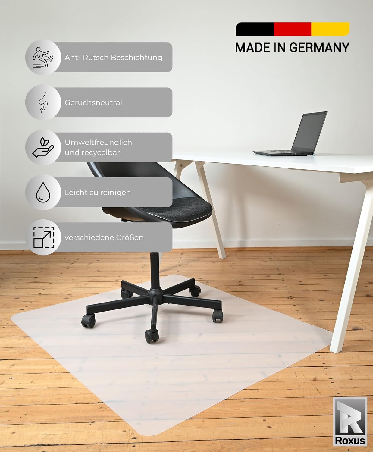 Hartboden Bodenschutzmatte für Bürostuhl, 100 x 120 cm